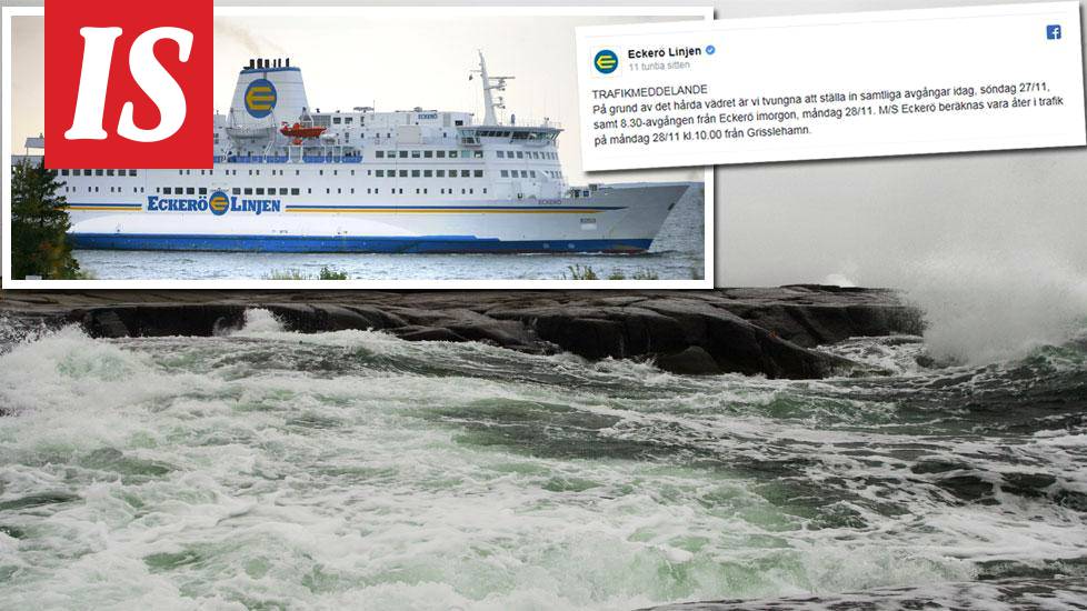 Ahvenanmerellä mitattu jopa 32 m/s puuskia – Eckerö Linjen perui vuorojaan  - Kotimaa - Ilta-Sanomat