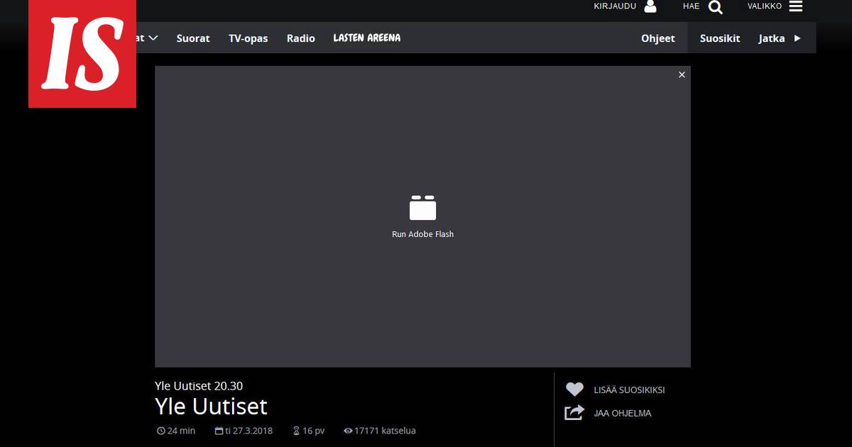 Yle Areena hankkiutuu eroon Flash Playerista - Tietoturva - Ilta-Sanomat