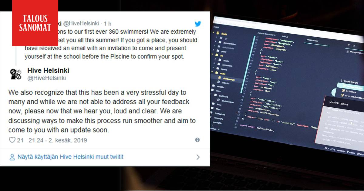 Koodauskoulu Hiveen pyrkineet pettyivät kun luvattuja hakupaikkoja ei  riittänytkään kaikille – onni ja nopeus ratkaisivat - Taloussanomat -  Ilta-Sanomat